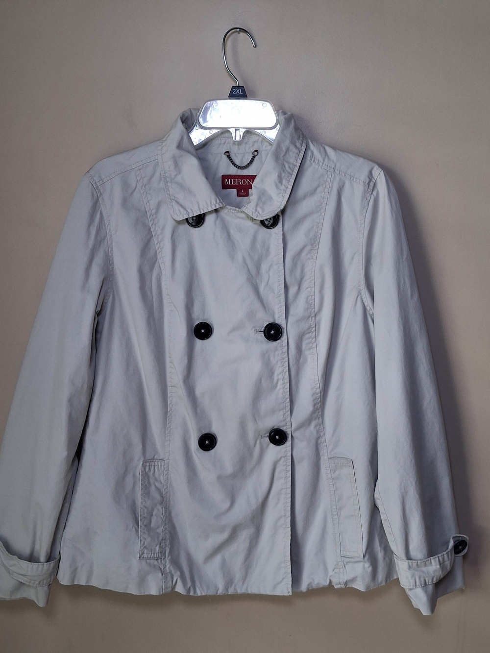 Merona Women’s Light Khaki Peacoat; Sz. L
